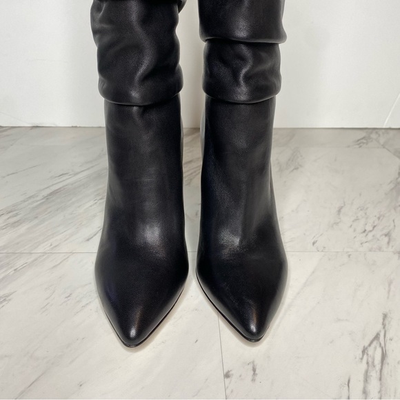 Paige Black Leather Slouchy Pointy Toe Tall Boot 6 1/2 - Picture 12 of 16